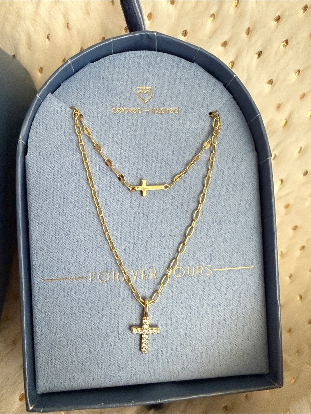 Gold-Tone Double Layer Cross Necklace